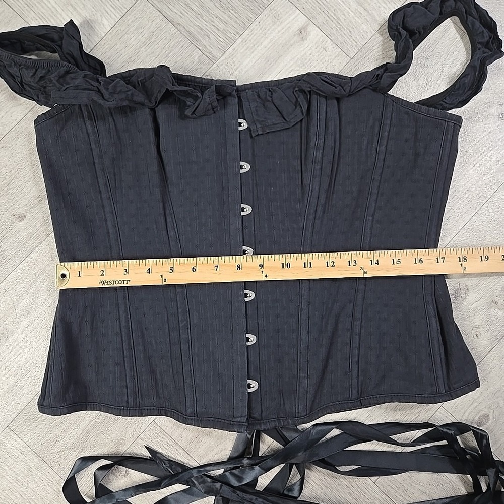 Corset Story Black Textured Cotton Corset Top Off The Shoulder UK 18 US 14 - Picture 11 of 16